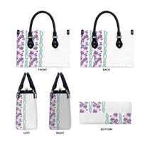 Monstera Tiare Plumeria Leather Bag Purple Polynesian Pattern LT01 - Polynesian Pride