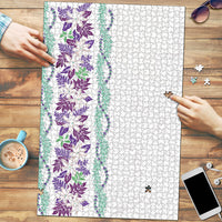 Monstera Tiare Plumeria Puzzle Purple Polynesian Pattern