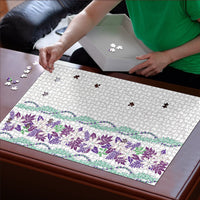 Monstera Tiare Plumeria Puzzle Purple Polynesian Pattern