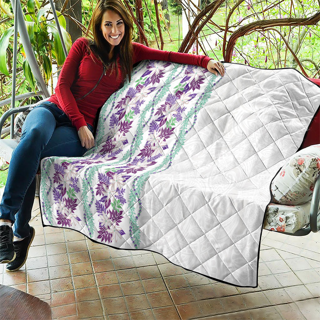 Monstera Tiare Plumeria Quilt Purple Polynesian Pattern LT01 - Polynesian Pride