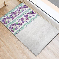Monstera Tiare Plumeria Rubber Doormat Purple Polynesian Pattern LT01 - Polynesian Pride