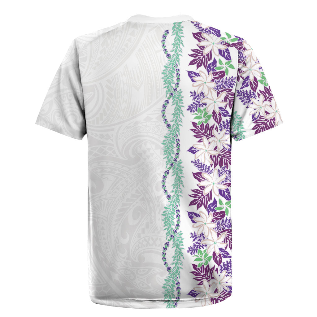 Monstera Tiare Plumeria Rugby Jersey Purple Polynesian Pattern LT01 - Polynesian Pride