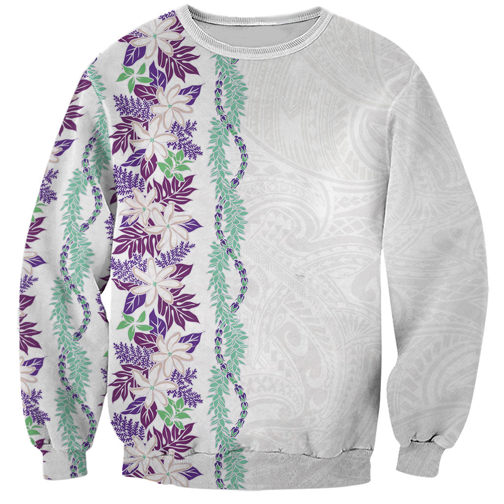 Monstera Tiare Plumeria Sweatshirt Purple Polynesian Pattern LT01 Unisex Purple - Polynesian Pride