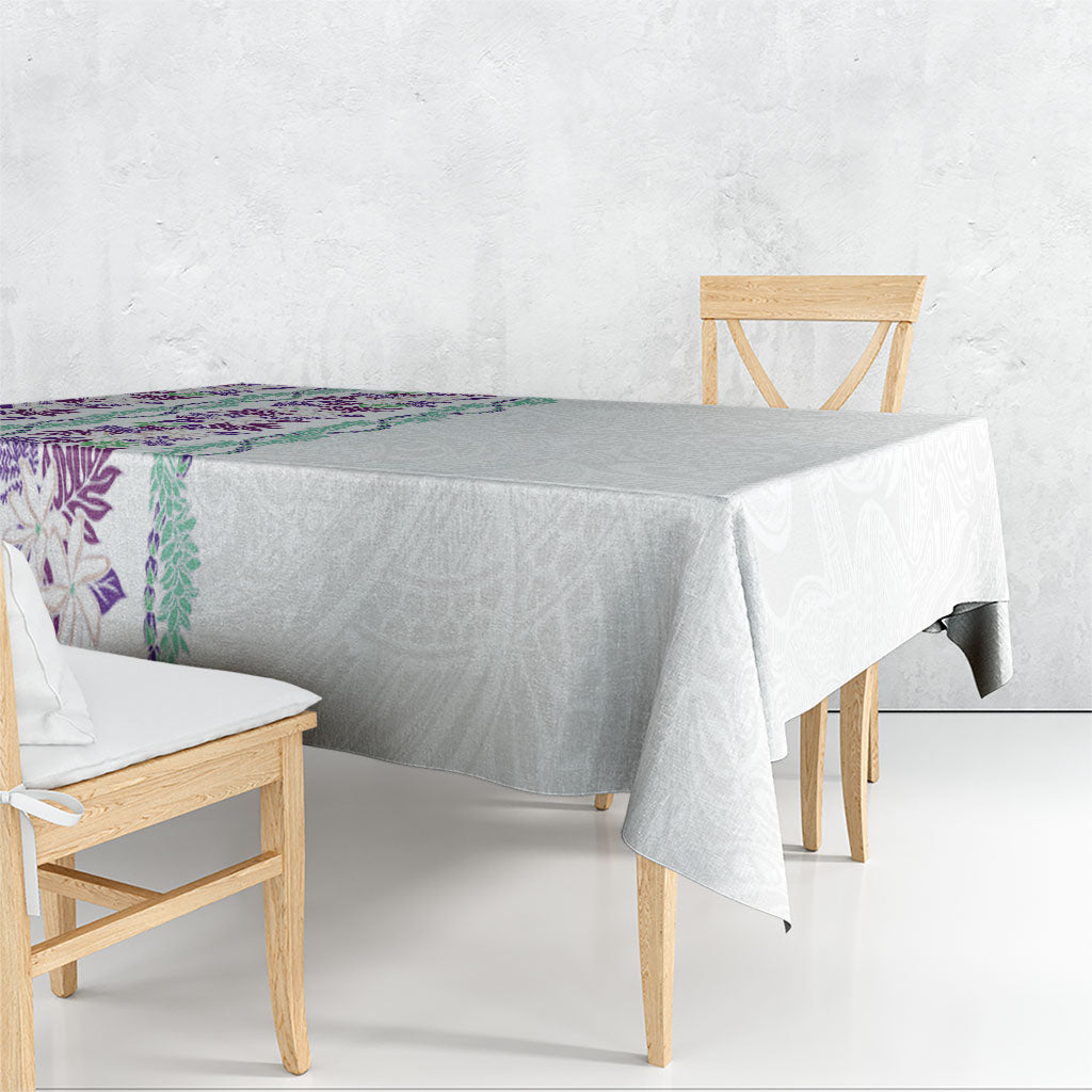 Monstera Tiare Plumeria Tablecloth Purple Polynesian Pattern LT01 - Polynesian Pride