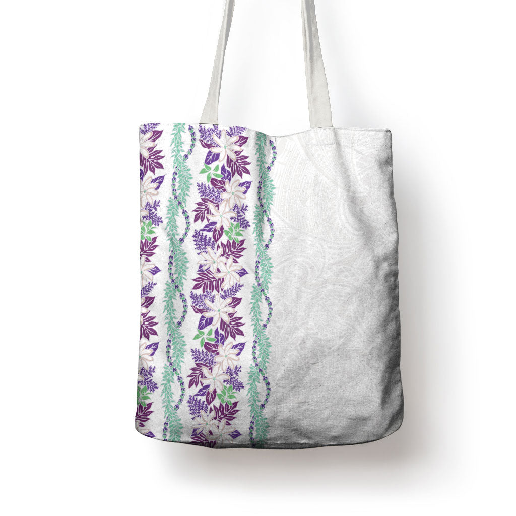 Monstera Tiare Plumeria Tote Bag Purple Polynesian Pattern LT01 - Polynesian Pride
