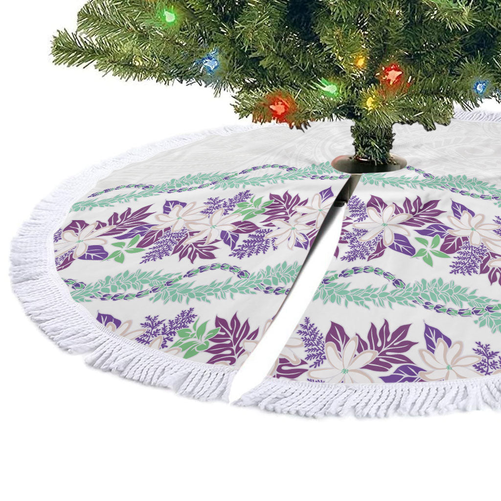 Monstera Tiare Plumeria Tree Skirt Purple Polynesian Pattern LT01 - Polynesian Pride