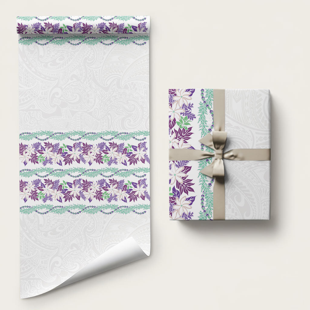 Monstera Tiare Plumeria Wrapping Paper Purple Polynesian Pattern LT01 58" × 23" Purple - Polynesian Pride