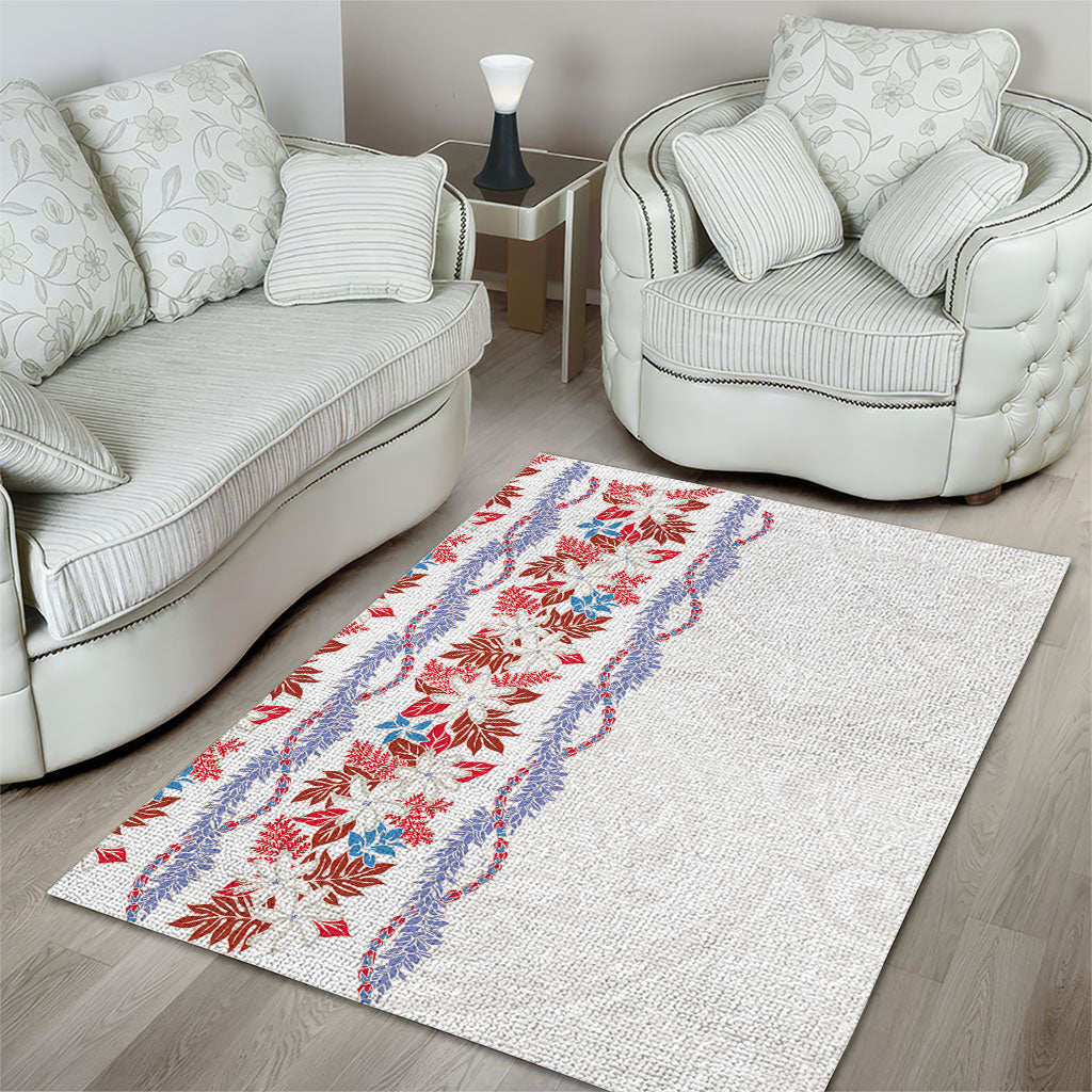 Monstera Tiare Plumeria Area Rug Red Polynesian Pattern LT01 - Polynesian Pride