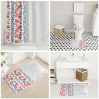 Monstera Tiare Plumeria Bathroom Set Red Polynesian Pattern LT01 - Polynesian Pride