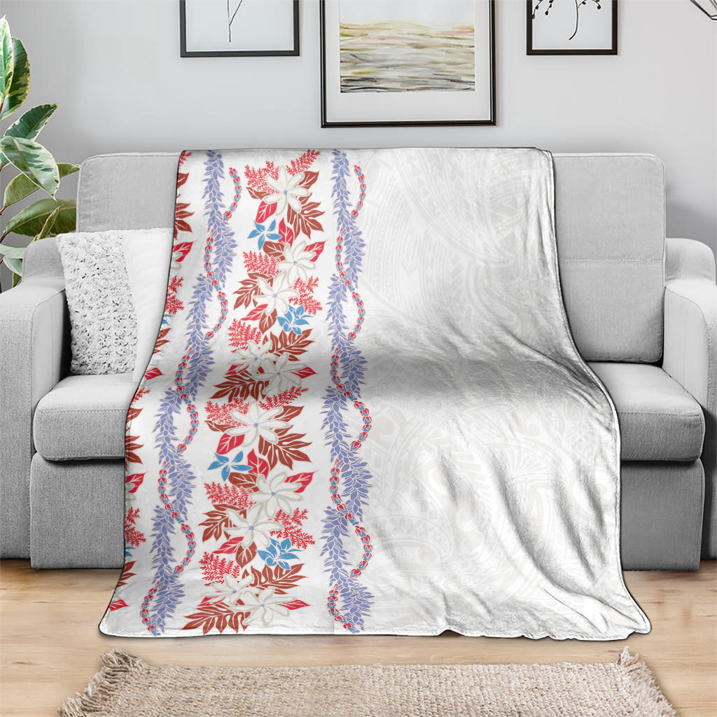 Monstera Tiare Plumeria Blanket Red Polynesian Pattern LT01 - Polynesian Pride