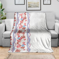Monstera Tiare Plumeria Blanket Red Polynesian Pattern LT01 - Polynesian Pride