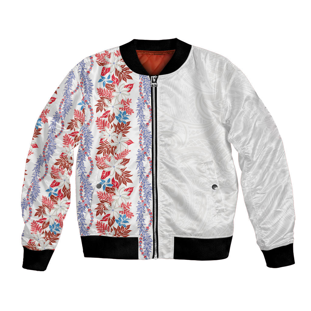Monstera Tiare Plumeria Bomber Jacket Red Polynesian Pattern LT01 Unisex Red - Polynesian Pride