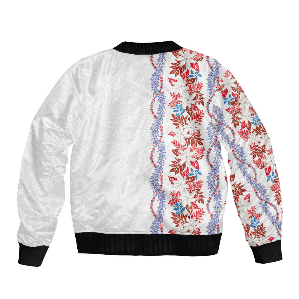 Monstera Tiare Plumeria Bomber Jacket Red Polynesian Pattern LT01 - Polynesian Pride