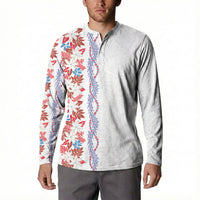 Monstera Tiare Plumeria Button Sweatshirt Red Polynesian Pattern LT01 - Polynesian Pride