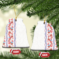Monstera Tiare Plumeria Ceramic Ornament Red Polynesian Pattern LT01 Bell Flake Red - Polynesian Pride