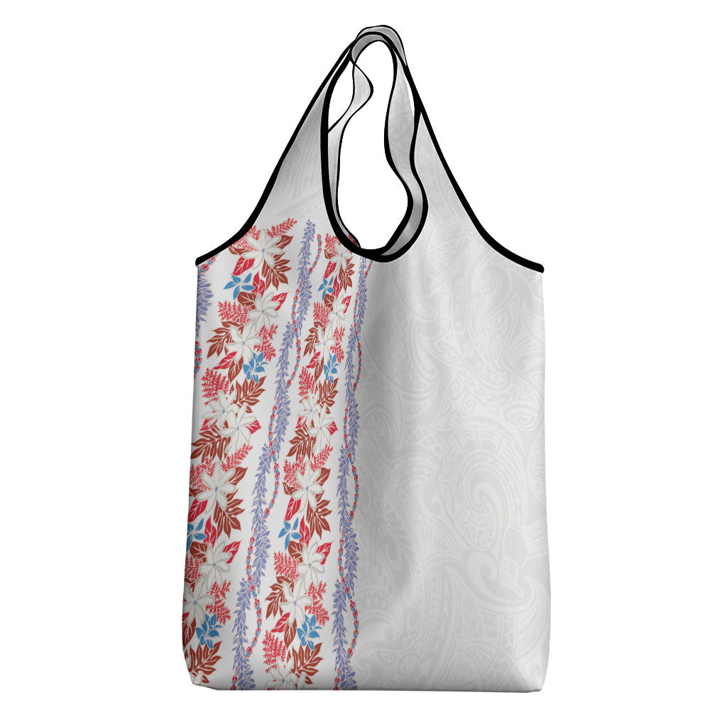 Monstera Tiare Plumeria Grocery Bag Red Polynesian Pattern LT01 - Polynesian Pride