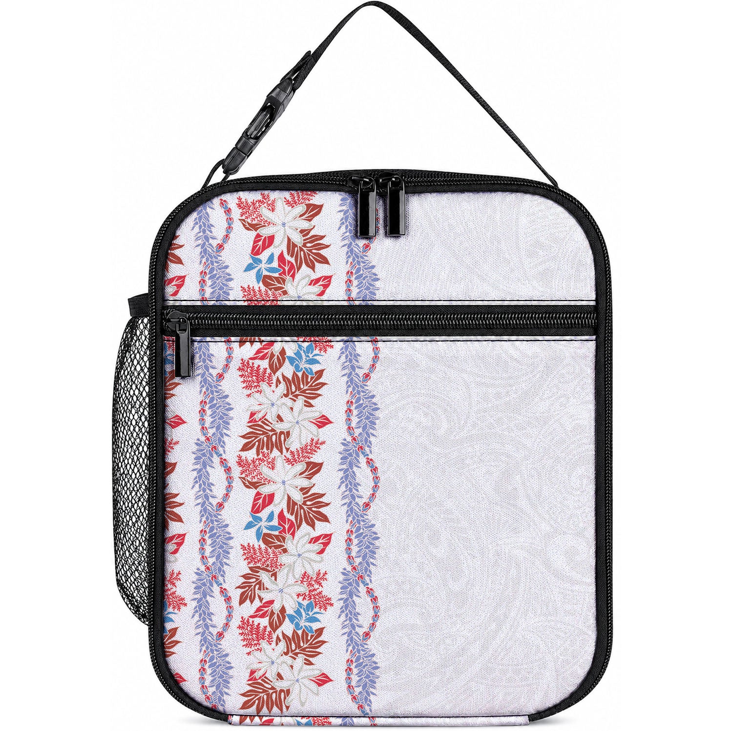 Monstera Tiare Plumeria Lunch Bag Red Polynesian Pattern LT01 10.2 × 8.3 × 4.3 inch Red - Polynesian Pride
