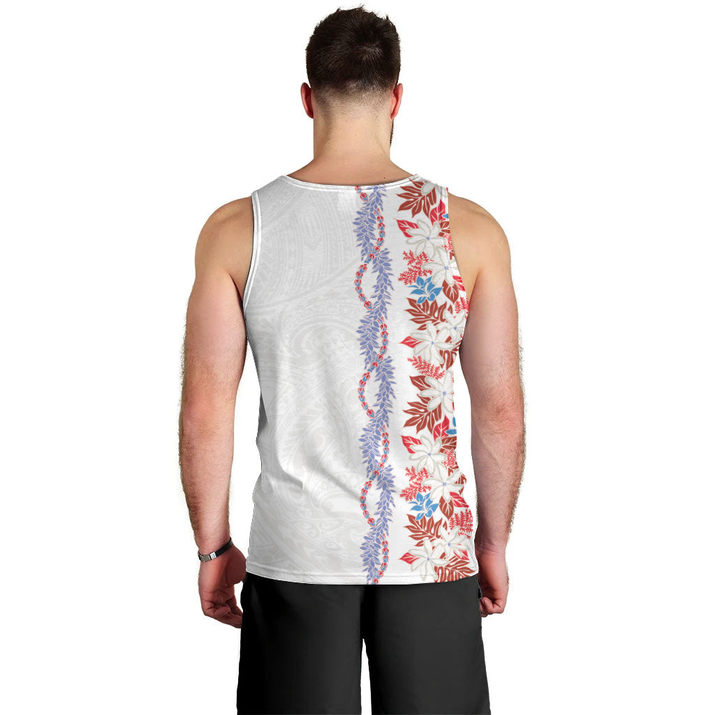 Monstera Tiare Plumeria Men Tank Top Red Polynesian Pattern LT01 - Polynesian Pride