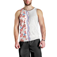 Monstera Tiare Plumeria Men Tank Top Red Polynesian Pattern LT01 - Polynesian Pride