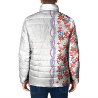 Monstera Tiare Plumeria Padded Jacket Red Polynesian Pattern LT01 - Polynesian Pride