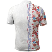 Monstera Tiare Plumeria Polo Shirt Red Polynesian Pattern LT01 - Polynesian Pride