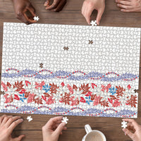 Monstera Tiare Plumeria Puzzle Red Polynesian Pattern