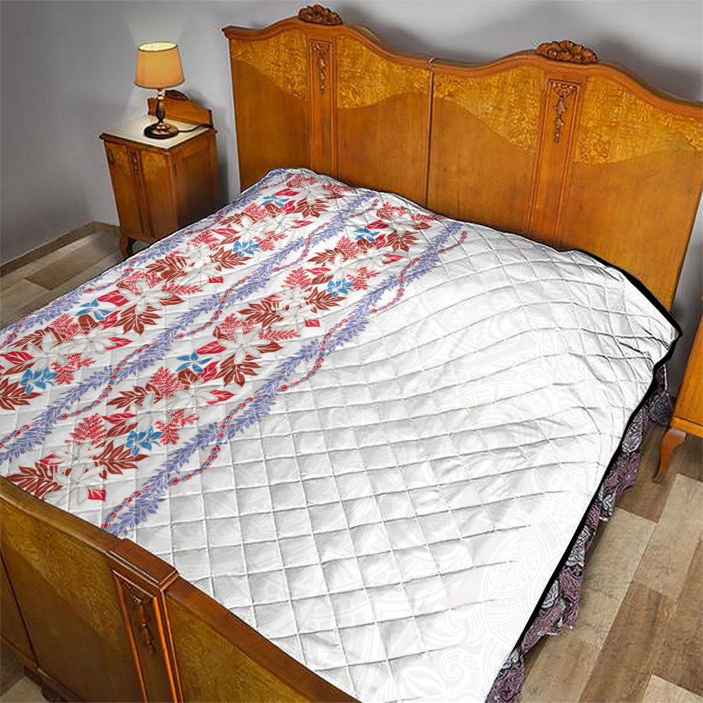 Monstera Tiare Plumeria Quilt Red Polynesian Pattern LT01 - Polynesian Pride