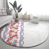 Monstera Tiare Plumeria Round Carpet Red Polynesian Pattern LT01 - Polynesian Pride