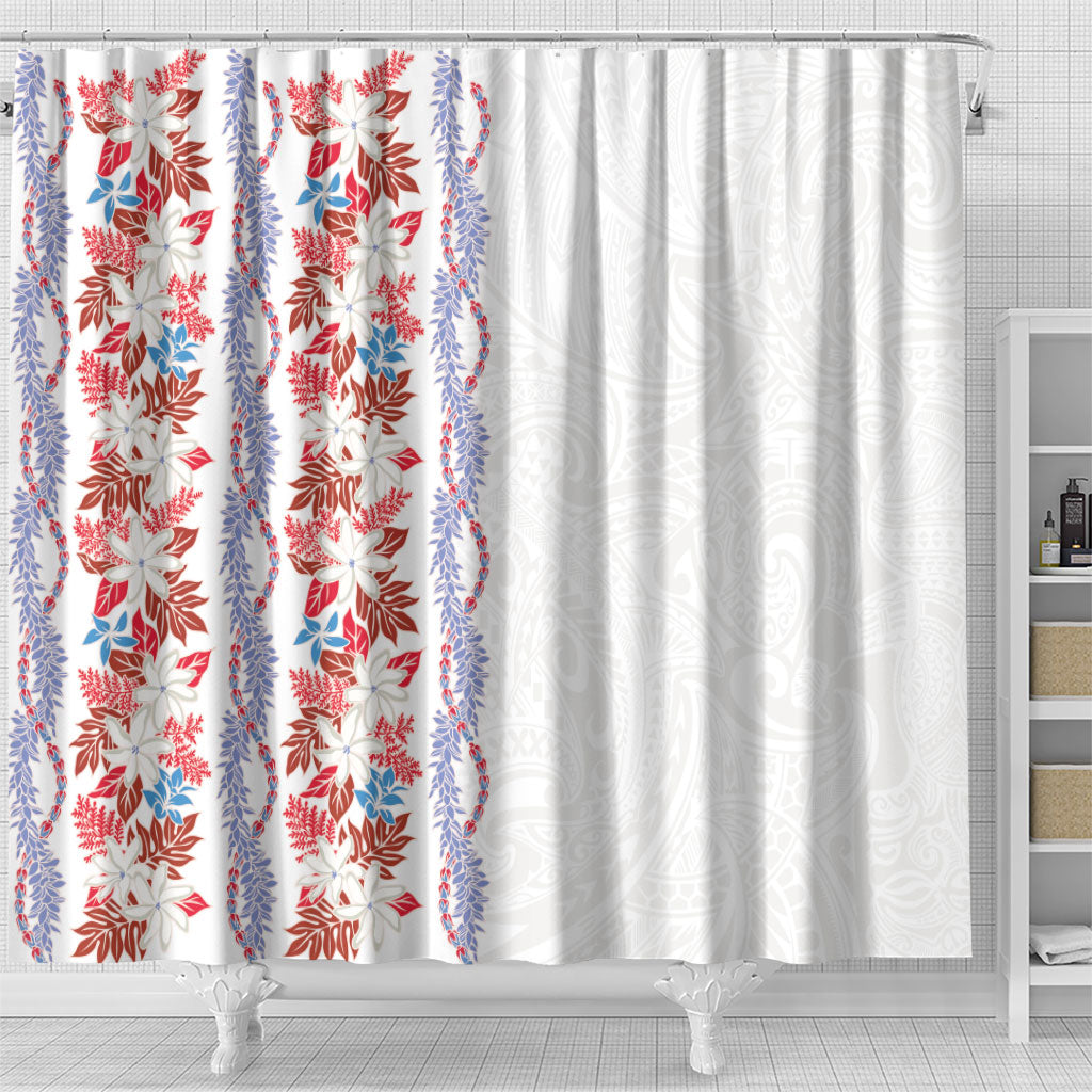 Monstera Tiare Plumeria Shower Curtain Red Polynesian Pattern LT01 - Polynesian Pride