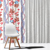 Monstera Tiare Plumeria Window Curtain Red Polynesian Pattern LT01 - Polynesian Pride