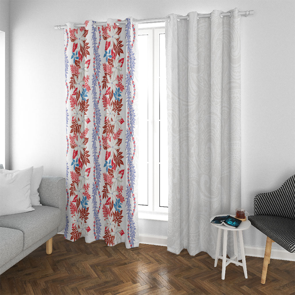 Monstera Tiare Plumeria Window Curtain Red Polynesian Pattern LT01 With Grommets Red - Polynesian Pride