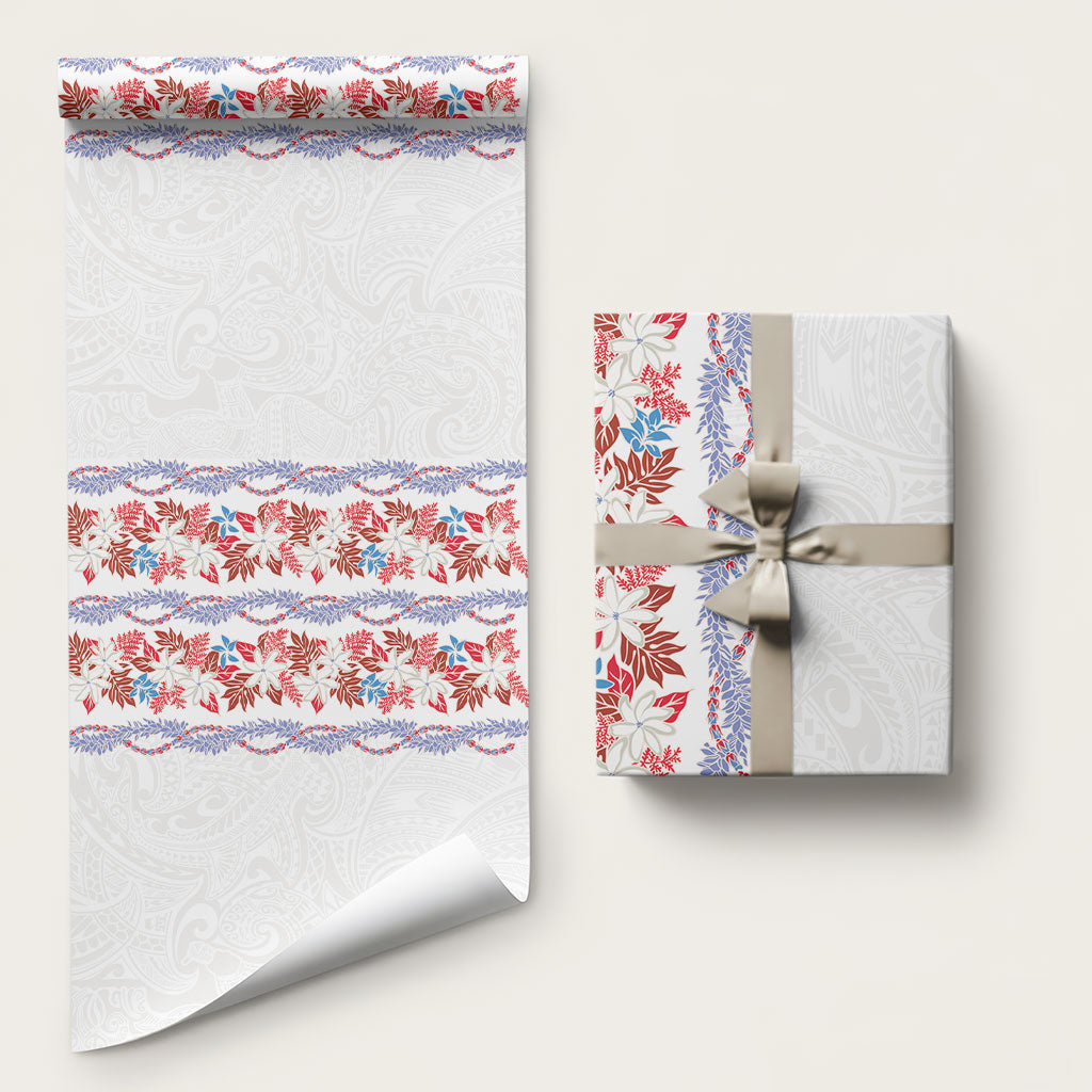 Monstera Tiare Plumeria Wrapping Paper Red Polynesian Pattern LT01 58" × 23" Red - Polynesian Pride