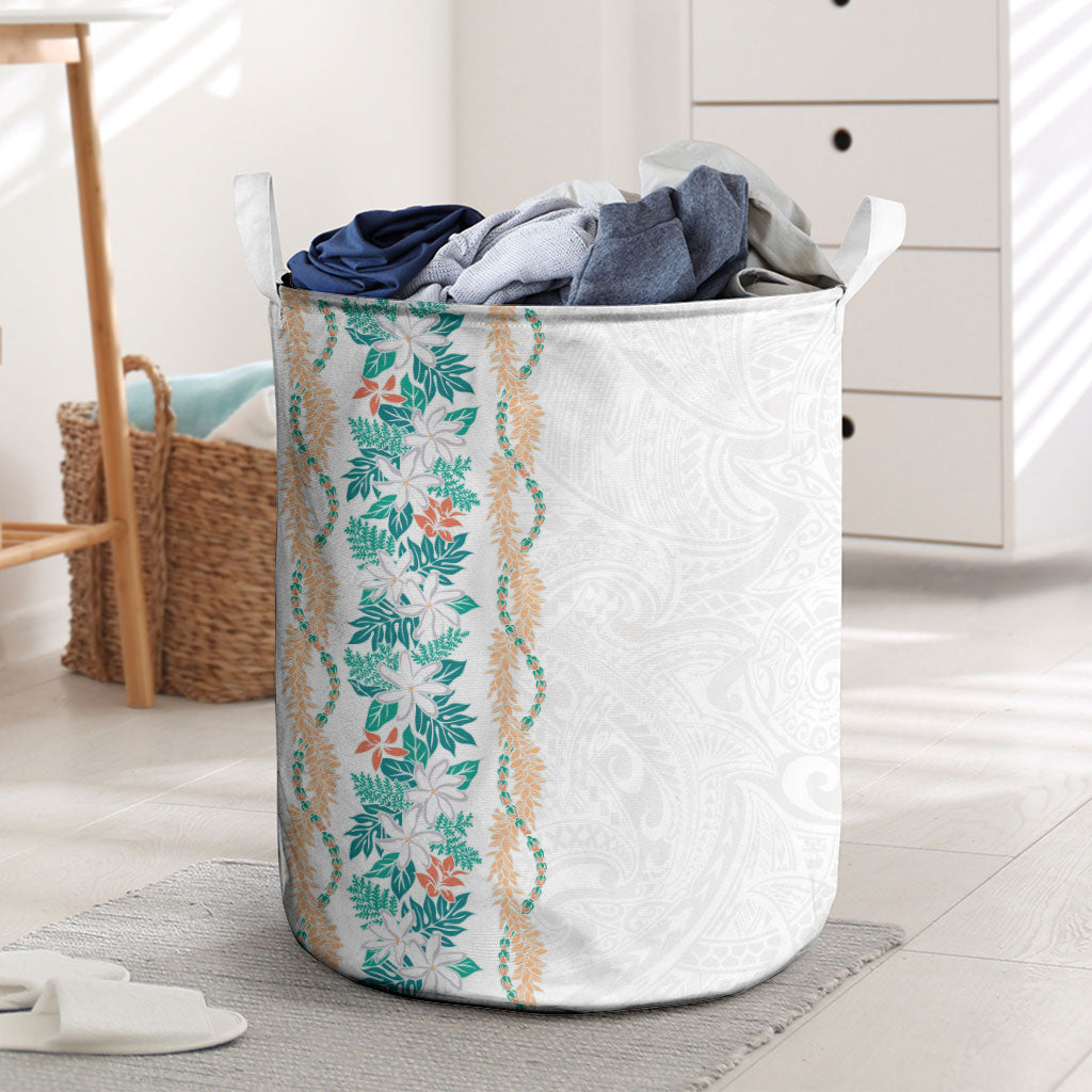 Monstera Tiare Plumeria Laundry Basket Teal Polynesian Pattern LT01 Teal - Polynesian Pride