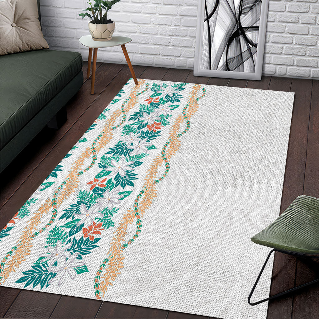 Monstera Tiare Plumeria Area Rug Teal Polynesian Pattern LT01 Teal - Polynesian Pride