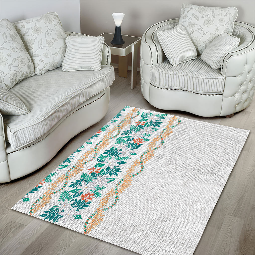 Monstera Tiare Plumeria Area Rug Teal Polynesian Pattern LT01 - Polynesian Pride