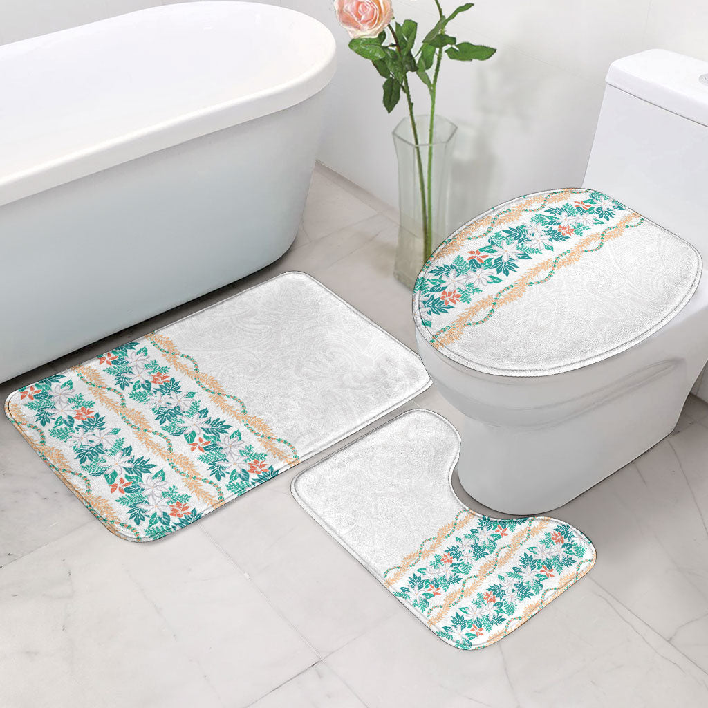 Monstera Tiare Plumeria Bathroom Set Teal Polynesian Pattern LT01 - Polynesian Pride