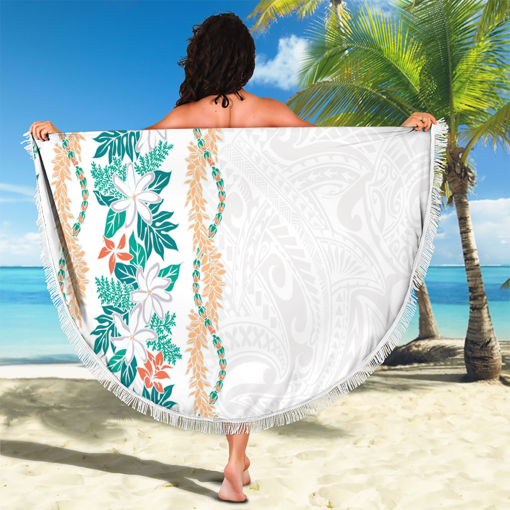 Monstera Tiare Plumeria Beach Blanket Teal Polynesian Pattern LT01 - Polynesian Pride