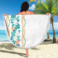 Monstera Tiare Plumeria Beach Blanket Teal Polynesian Pattern LT01 - Polynesian Pride