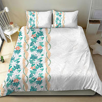 Monstera Tiare Plumeria Bedding Set Teal Polynesian Pattern LT01 - Polynesian Pride