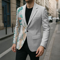 Monstera Tiare Plumeria Blazer Teal Polynesian Pattern LT01 - Polynesian Pride