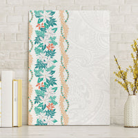 Monstera Tiare Plumeria Canvas Wall Art Teal Polynesian Pattern LT01 Without Frame Teal - Polynesian Pride