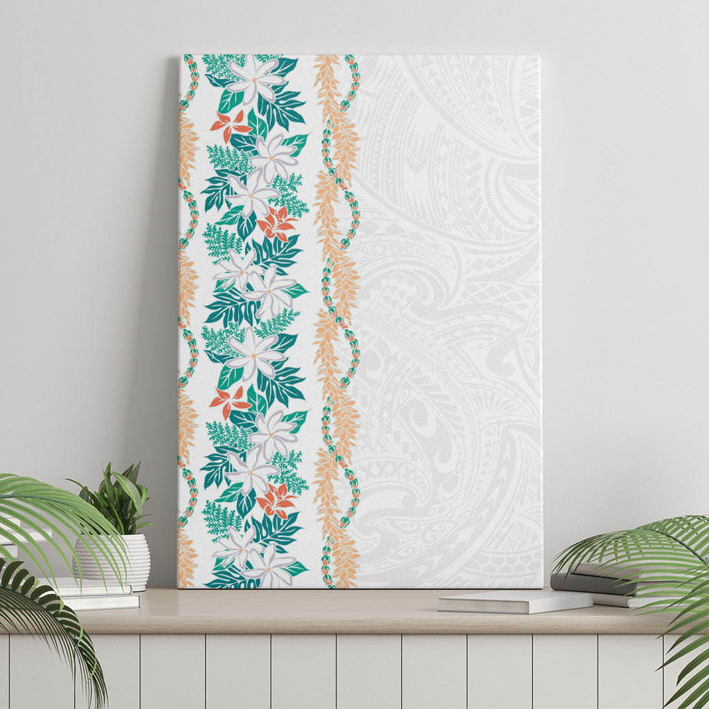 Monstera Tiare Plumeria Canvas Wall Art Teal Polynesian Pattern LT01 - Polynesian Pride