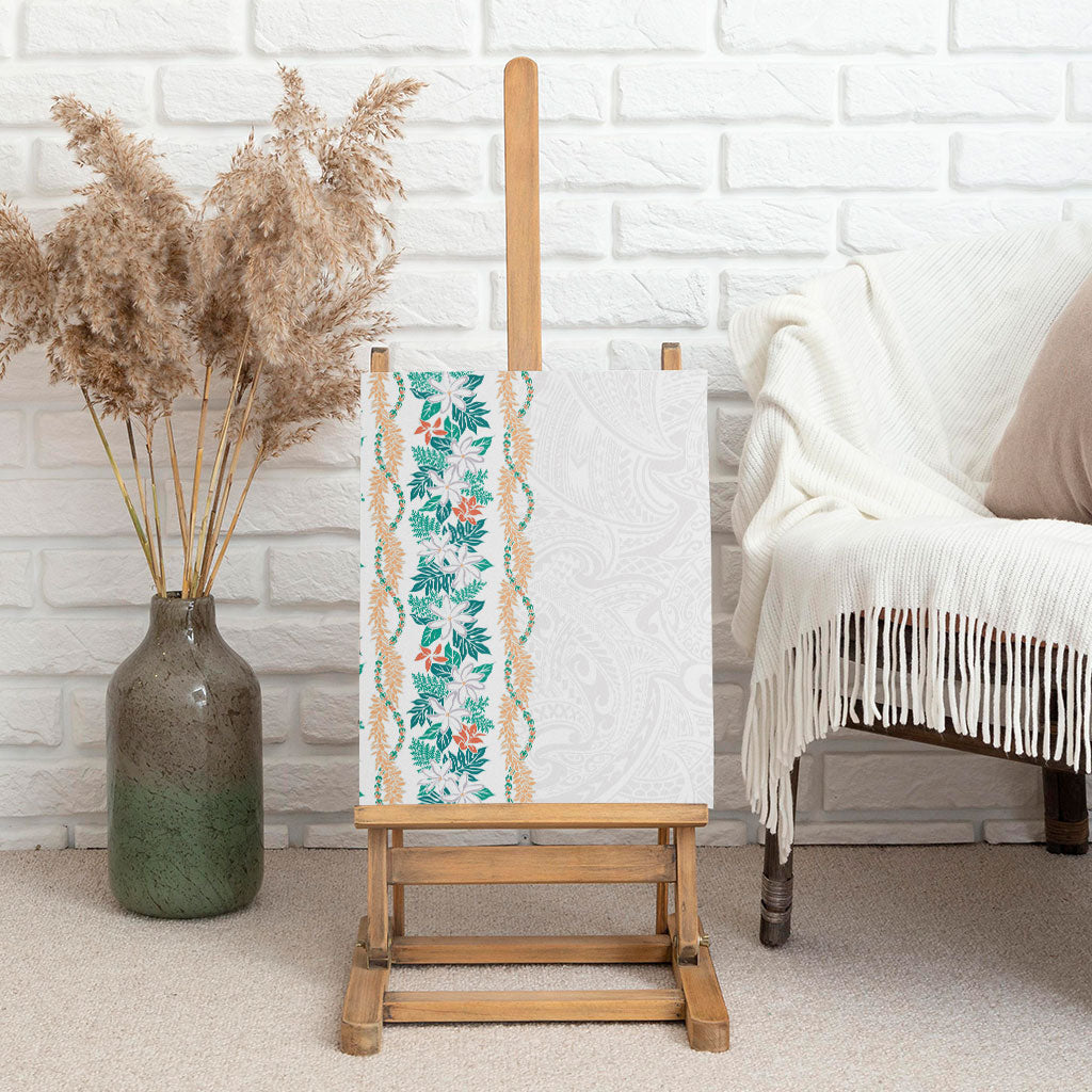 Monstera Tiare Plumeria Canvas Wall Art Teal Polynesian Pattern LT01 - Polynesian Pride