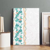 Monstera Tiare Plumeria Canvas Wall Art Teal Polynesian Pattern LT01 - Polynesian Pride