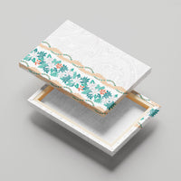 Monstera Tiare Plumeria Canvas Wall Art Teal Polynesian Pattern LT01 - Polynesian Pride
