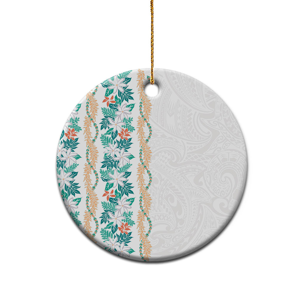 Monstera Tiare Plumeria Ceramic Ornament Teal Polynesian Pattern LT01 - Polynesian Pride