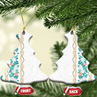 Monstera Tiare Plumeria Ceramic Ornament Teal Polynesian Pattern LT01 Christmas Tree Teal - Polynesian Pride