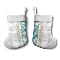 Monstera Tiare Plumeria Christmas Stocking Teal Polynesian Pattern LT01 - Polynesian Pride