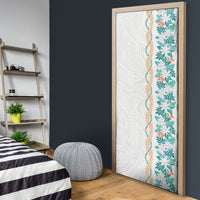 Monstera Tiare Plumeria Door Cover Teal Polynesian Pattern LT01 - Polynesian Pride