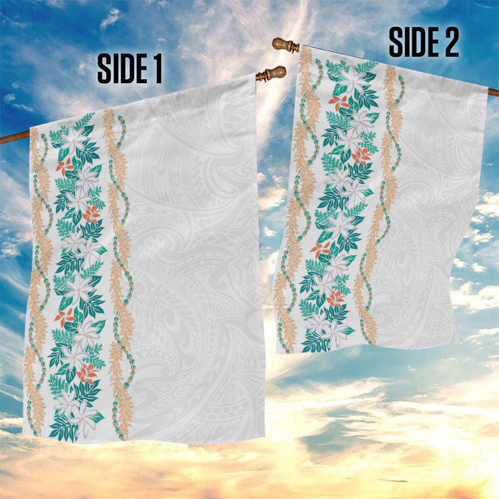 Monstera Tiare Plumeria Garden Flag Teal Polynesian Pattern LT01 - Polynesian Pride